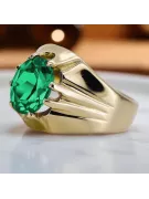 خاتم الزمرد 14 كارت من الذهب الأصفر حرف يدوية فينتاج vrc016y